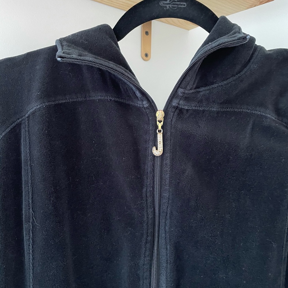 juicy couture black velour zip up hoodie - Picture 3 of 3